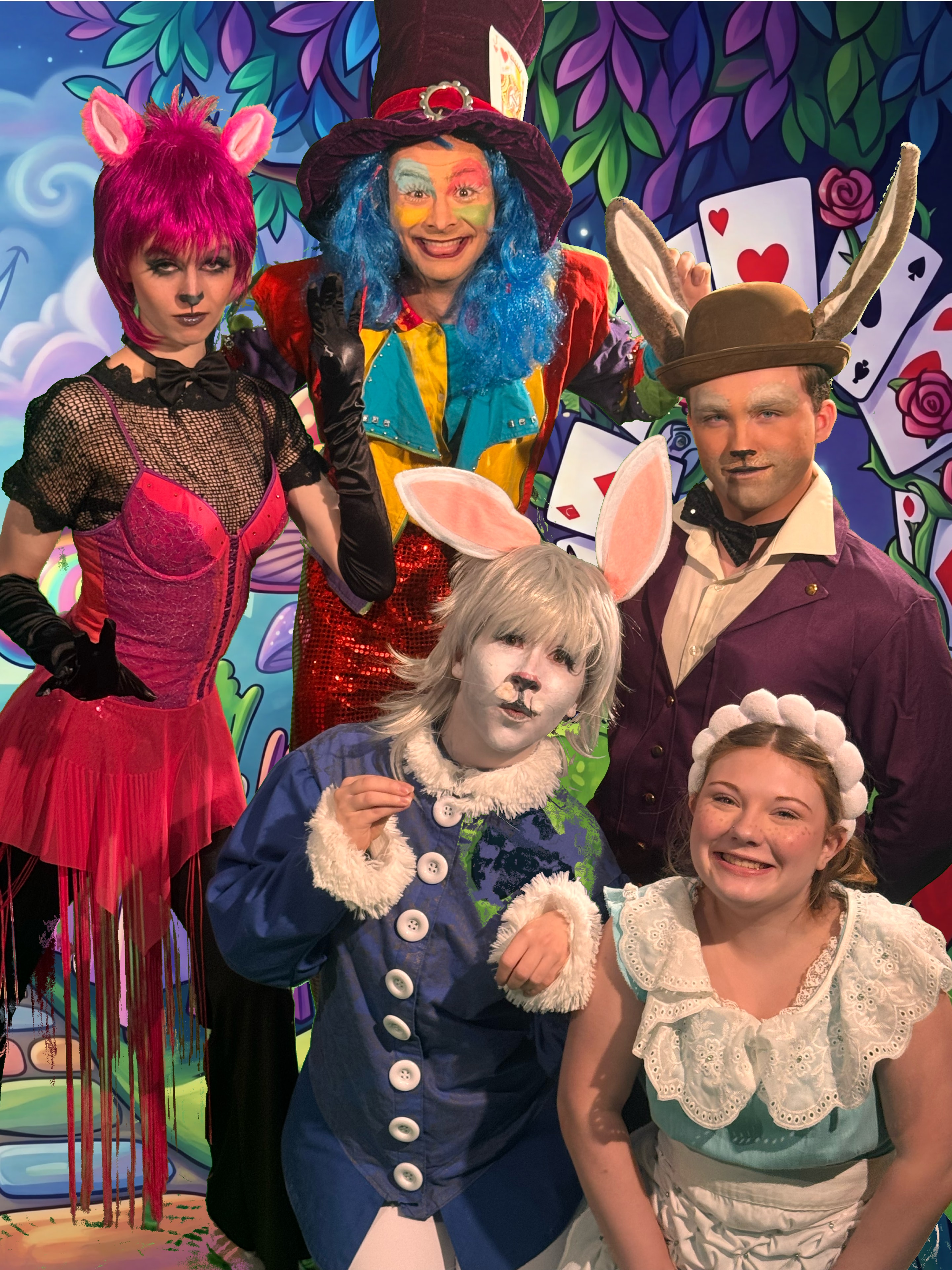 Alice in Wonderland cast in costume